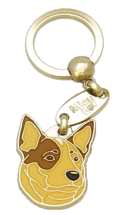 AUSTRALIAN CATTLE DOG CREAM BROWN EYED <br> (keyring, engraving included)